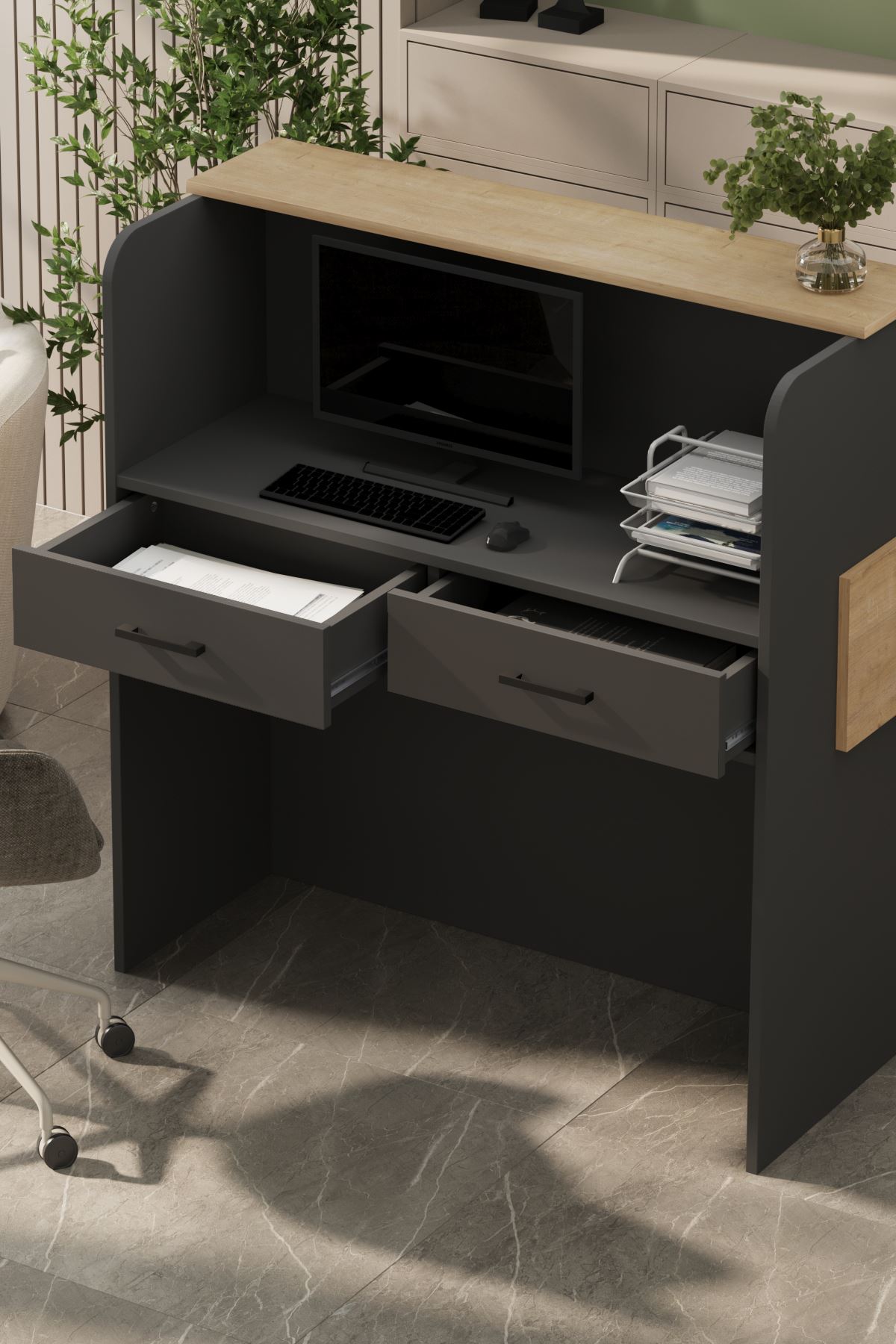 20-22-48 Reception Desk - Sapphire/Anthracite
