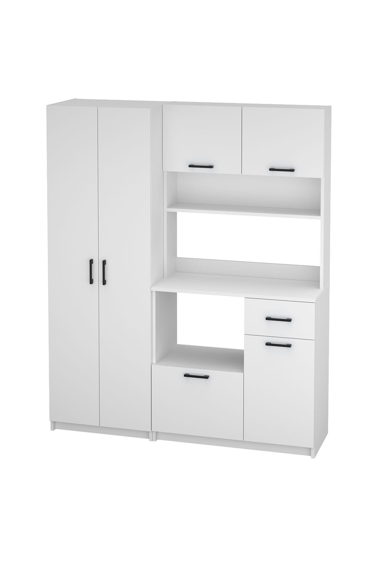 Bofigo 6 Kapaklı Çok Amaçlı Dolap Seti Modüler Mutfak Dolabı Erzak Dolabı Kiler Dolabı Aybüke & Yasemin Beyaz