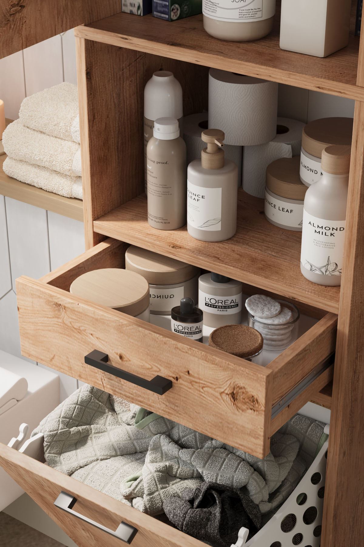 12-74-02 Waterfall Laundry Cabinet - Pine