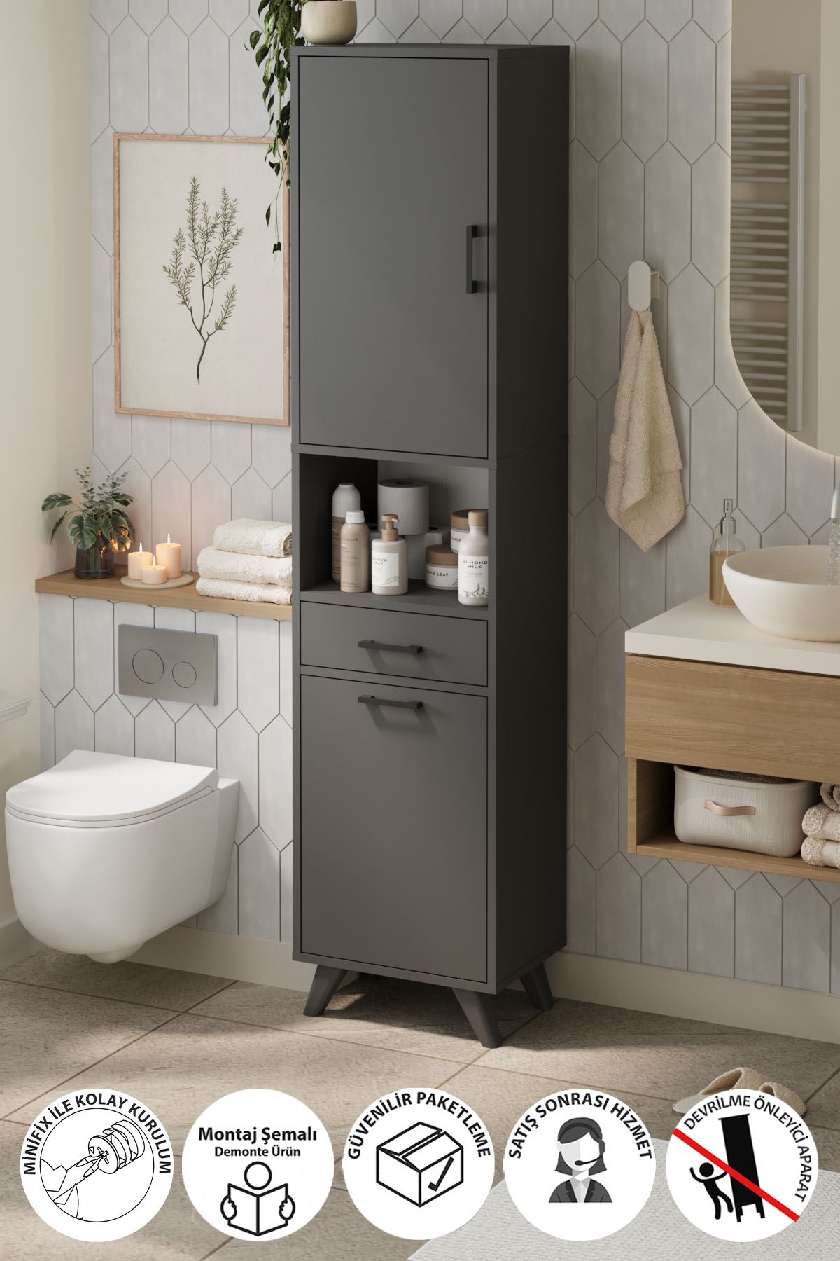 12-74-08 Waterfall Laundry Cabinet - Anthracite