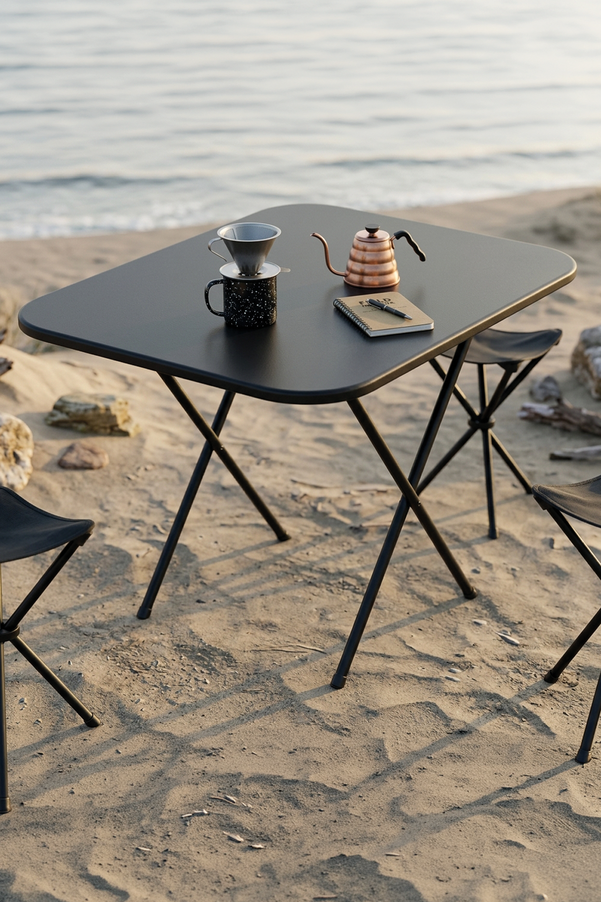 Bofigo Katlanır Masa Balkon Bahçe Kamp Masası Piknik Masası GardenFlex Masa 60x80 Cm Siyah