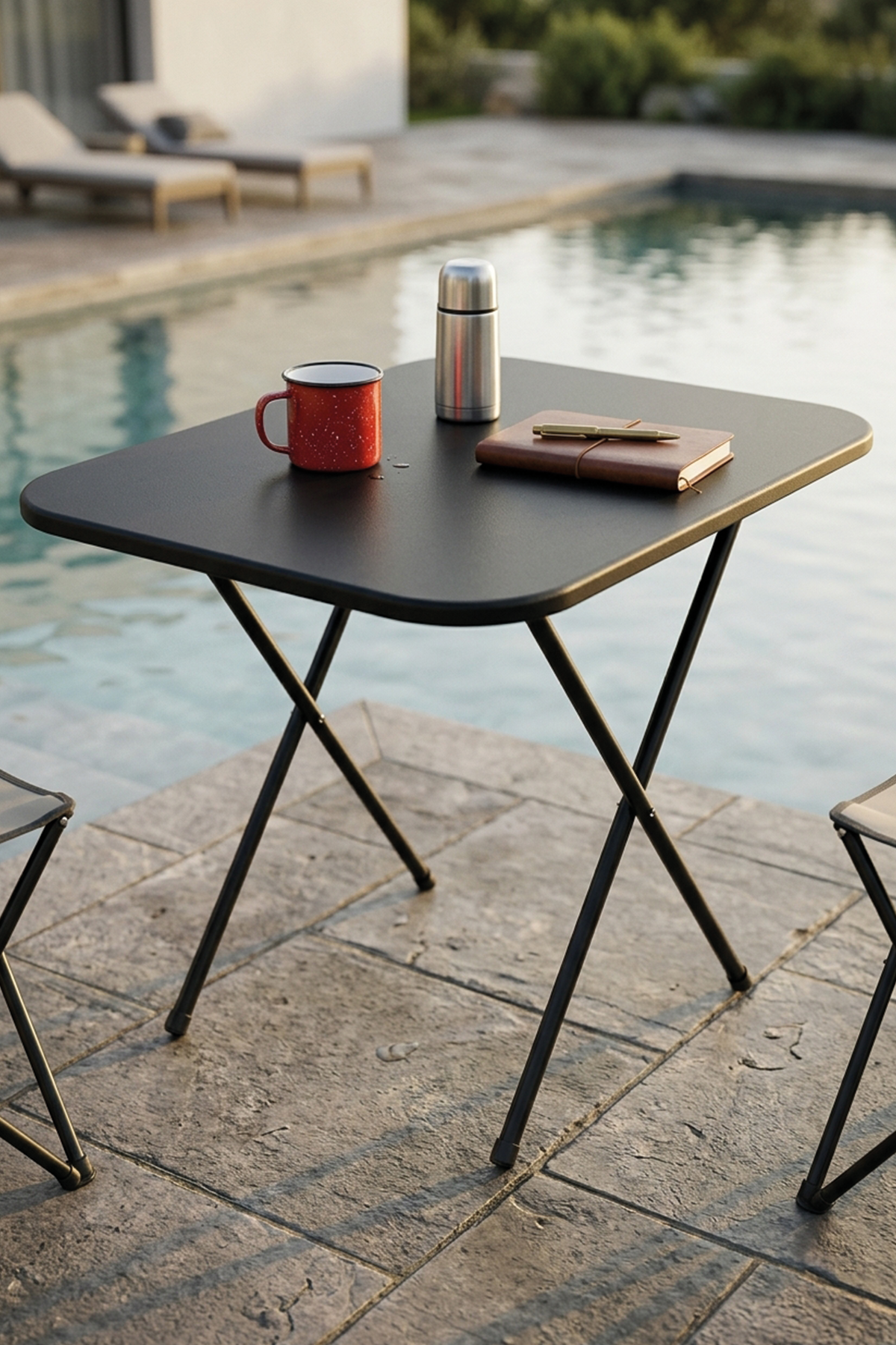 Bofigo Katlanır Masa Balkon Bahçe Kamp Masası Piknik Masası GardenFlex Masa 60x80 Cm Siyah