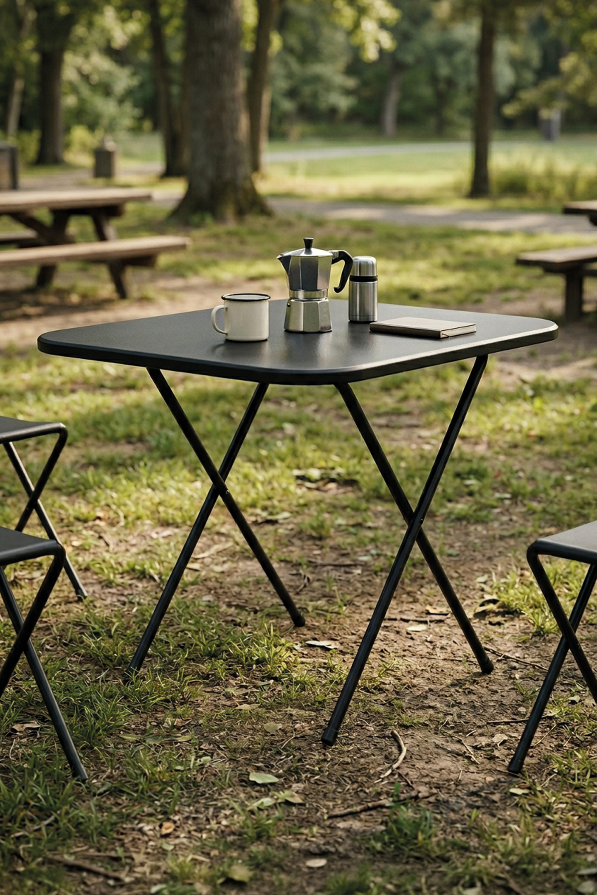 Bofigo Katlanır Masa Balkon Bahçe Kamp Masası Piknik Masası GardenFlex Masa 60x80 Cm Siyah