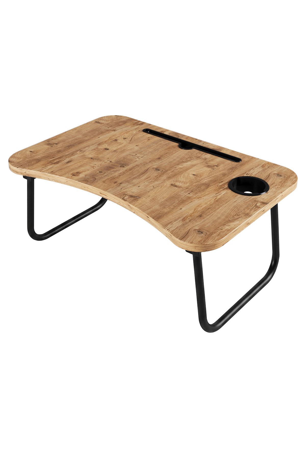 Bofigo Portatif Katlanır Laptop Sehpası Tablet Telefon Tutuculu Laptop Sehpası Çam