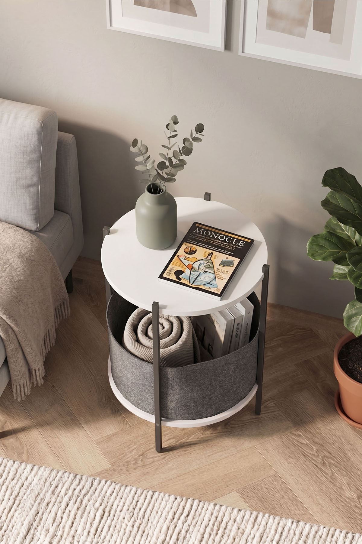 22-02-01 Coffee Table With Bag WHITE