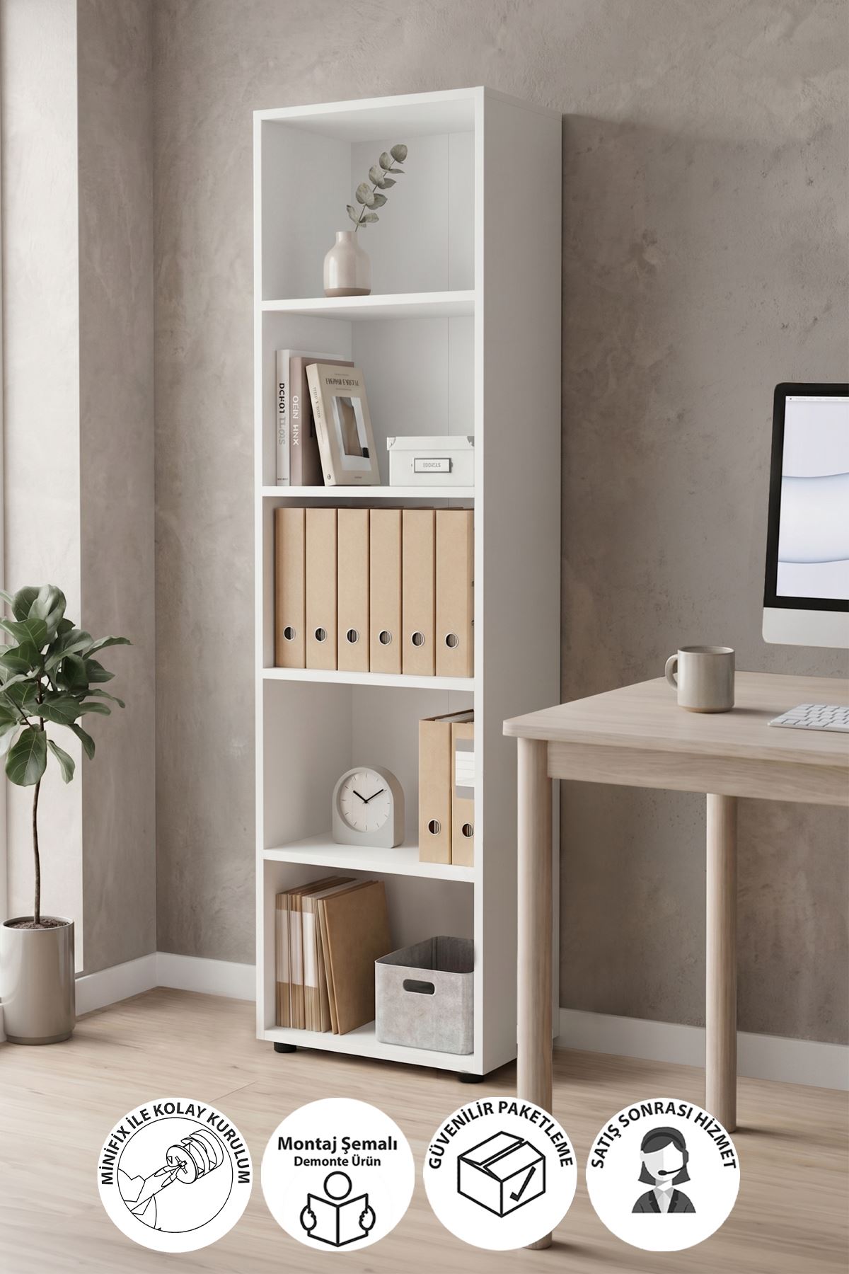 13-25-01 5 Shelves Folder Cabinet White