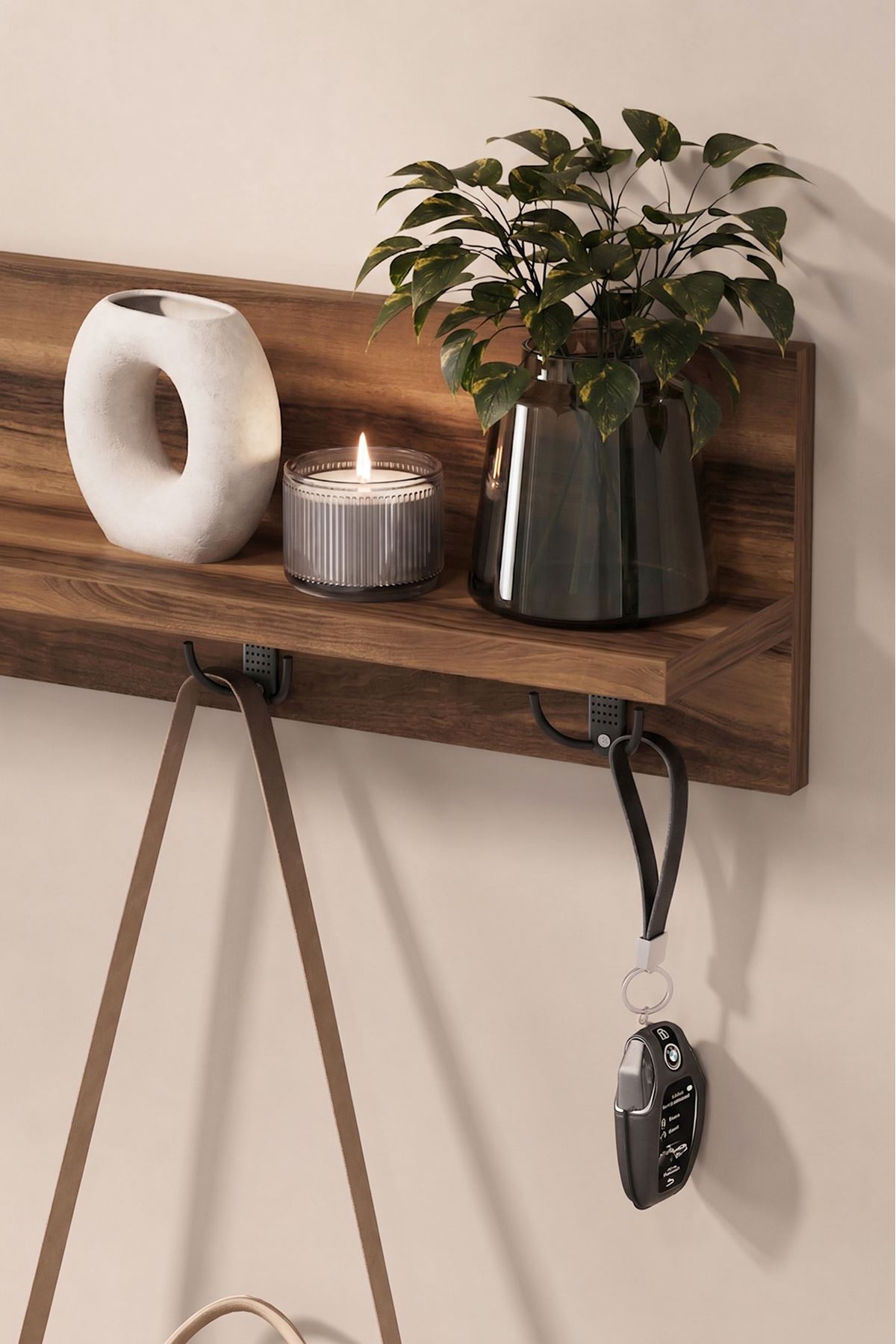 21-12-07 Wall Mounted Clothes Hanger 80 cm WALNUT