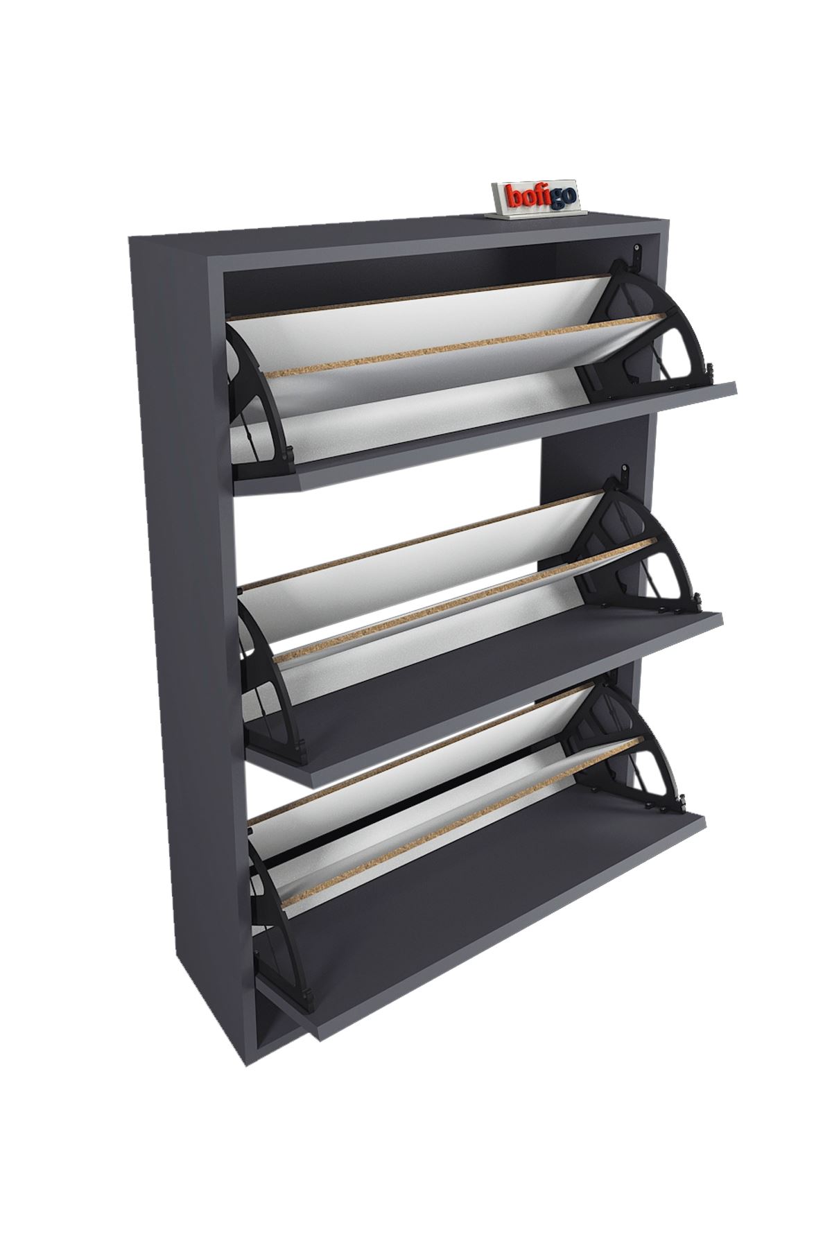 Melek Shoe Cabinet & Vega Wall Hanger Set Anthracite