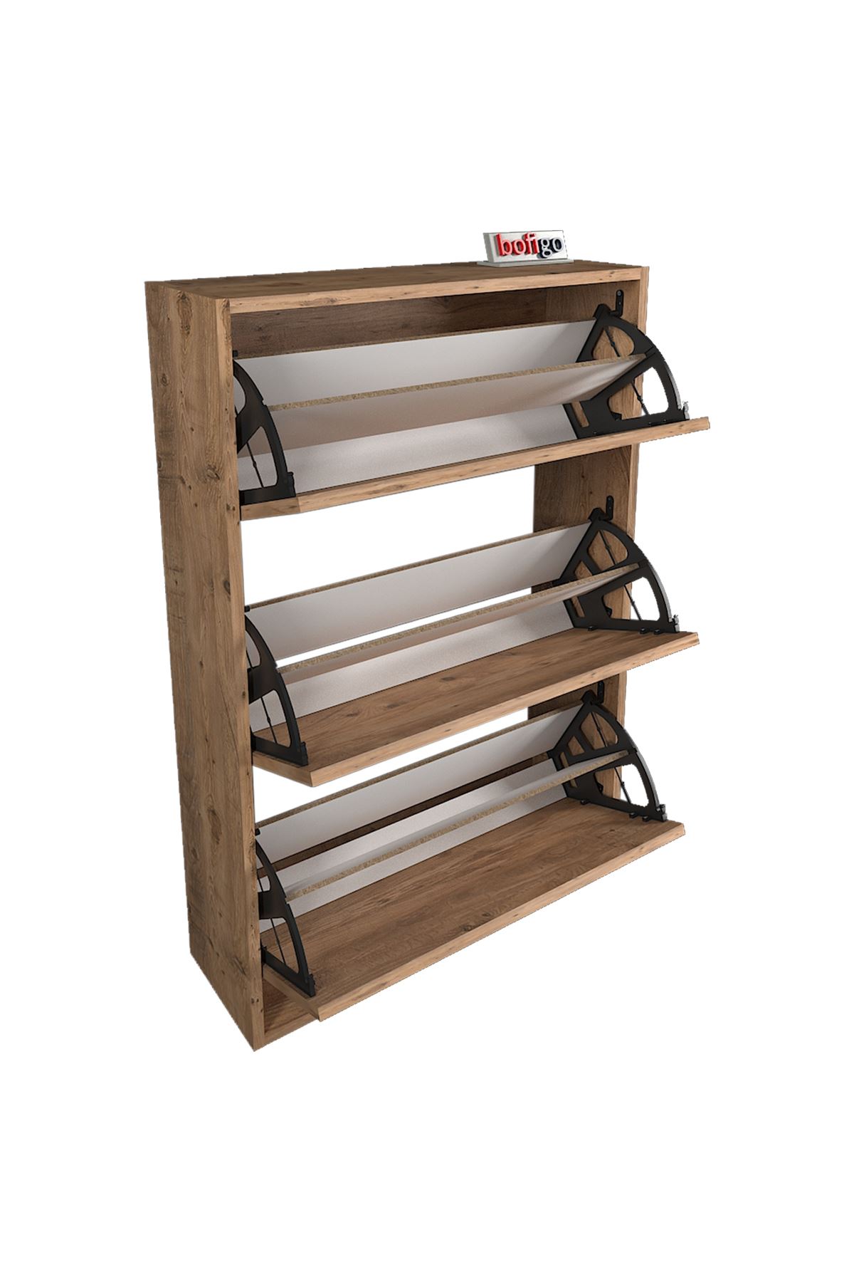 Melek Shoe Cabinet & Vega Wall Hanger Set Pine
