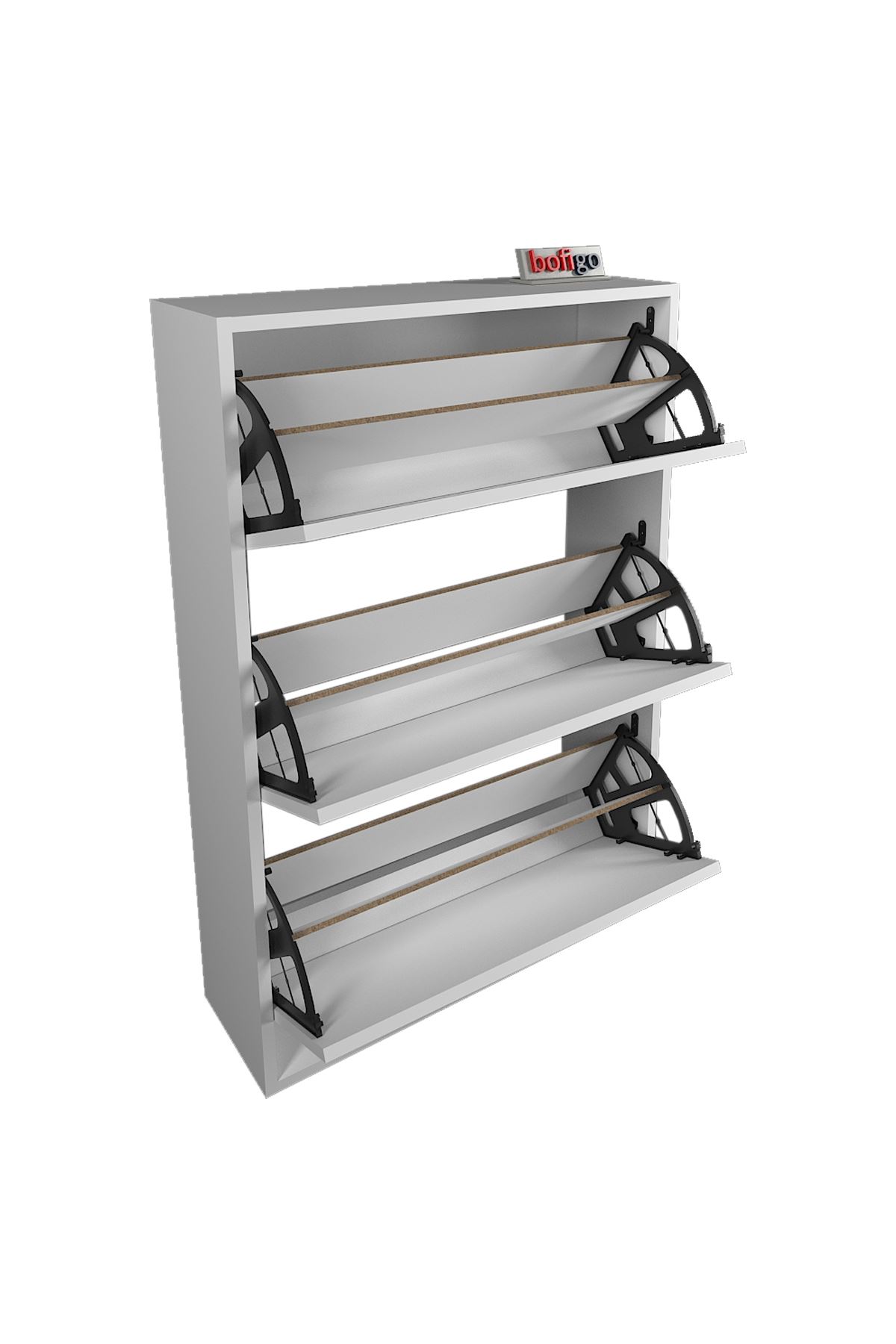 Melek Shoe Cabinet & Vega Wall Hanger Set White