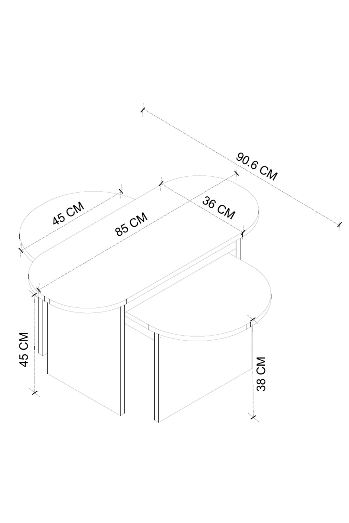 22-41-14 Açelya Nesting Coffee Table Set Sapphire Oak