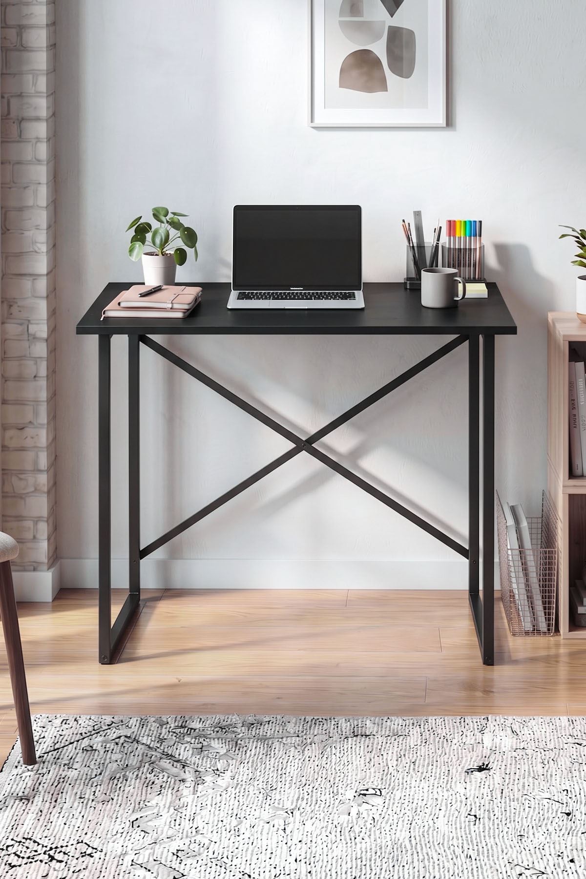 Bofigo 60x90 cm Çalışma Masası Bilgisayar Masası Ofis Ders Yemek Masası Hugo Siyah