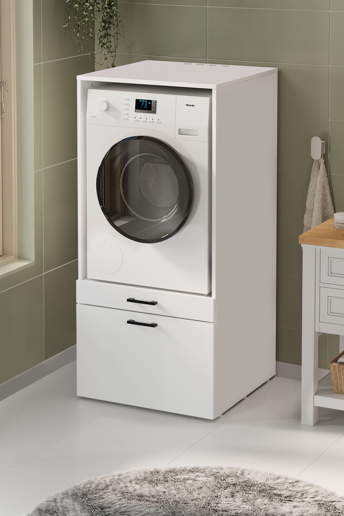 Bofigo Çamaşır Makinesi Dolabı Kurutma Makinesi Dolabı Banyo Dolabı Yakamoz Beyaz