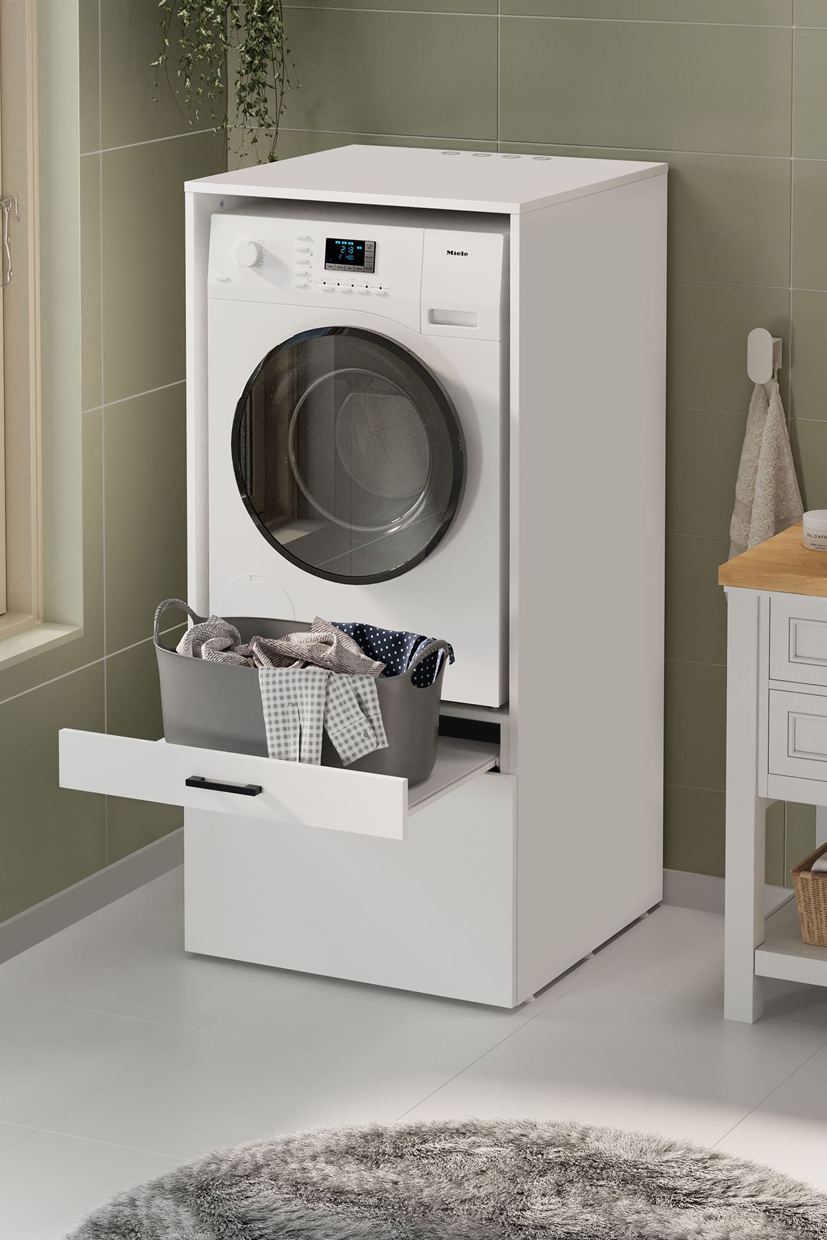 Bofigo Çamaşır Makinesi Dolabı Kurutma Makinesi Dolabı Banyo Dolabı Yakamoz Beyaz