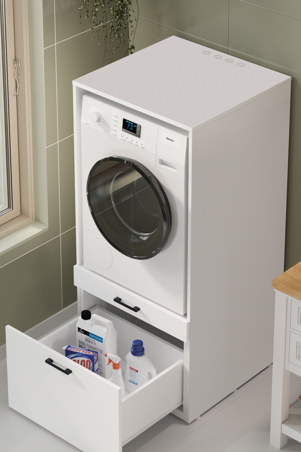 Bofigo Çamaşır Makinesi Dolabı Kurutma Makinesi Dolabı Banyo Dolabı Yakamoz Beyaz