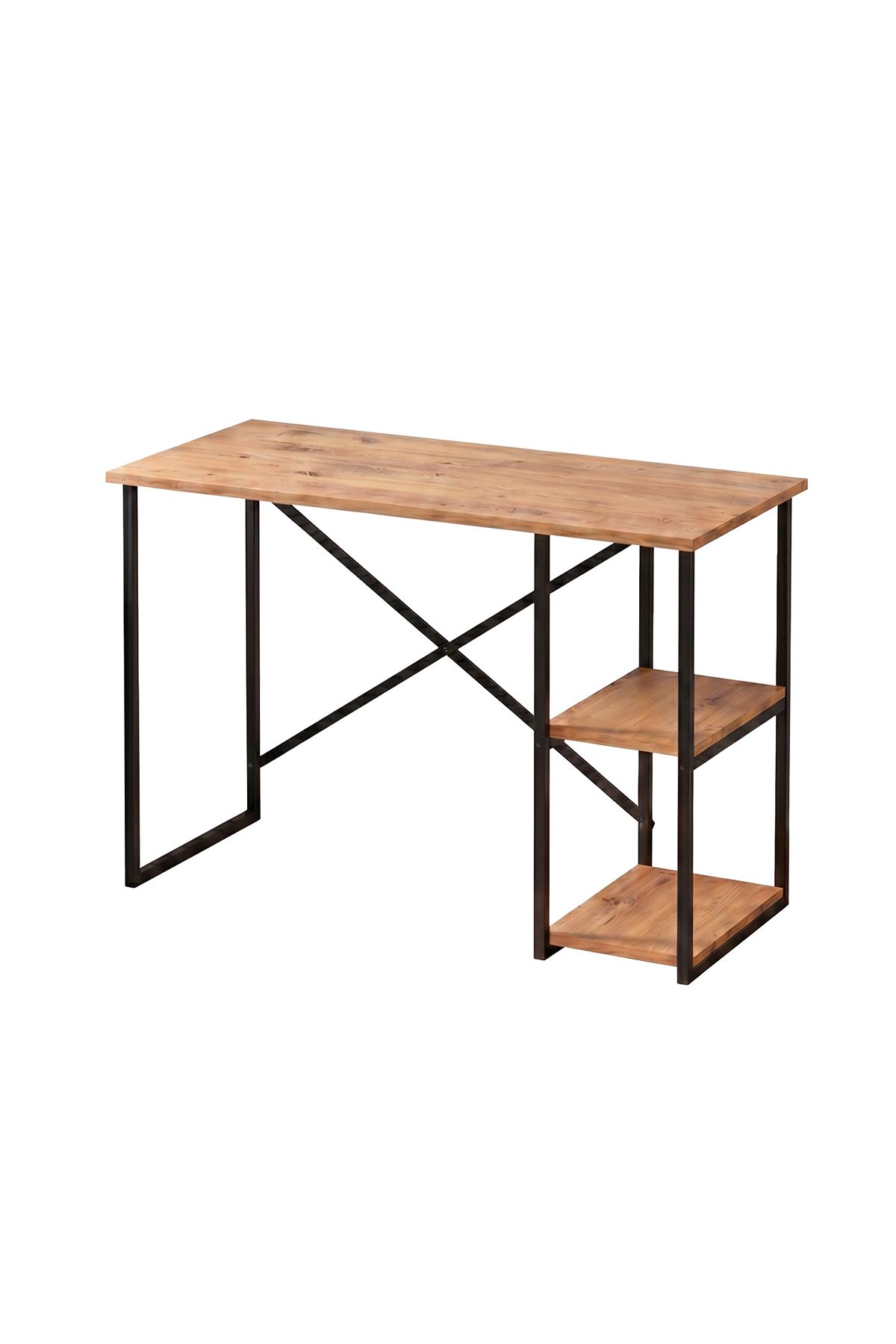 20-23-02 Ümit Study Desk with Side Shelves / Computer Desk - Pine