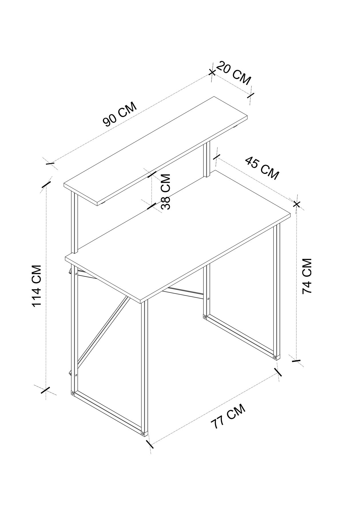20-24-02 Atay Study Desk with Top Shelf / Computer Desk - Pine