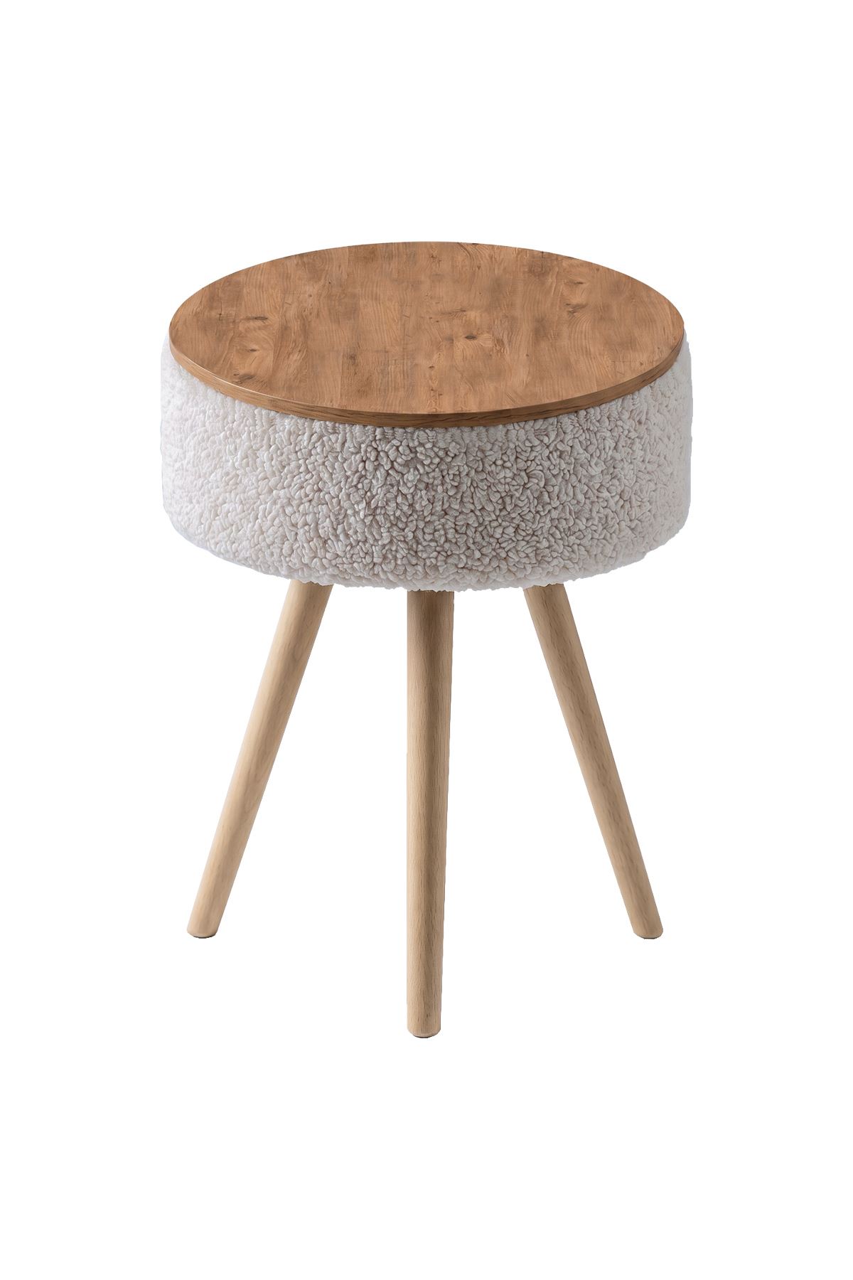 99-20-01 Teddy Side Table / Accent End Table with Natural Wooden Legs White