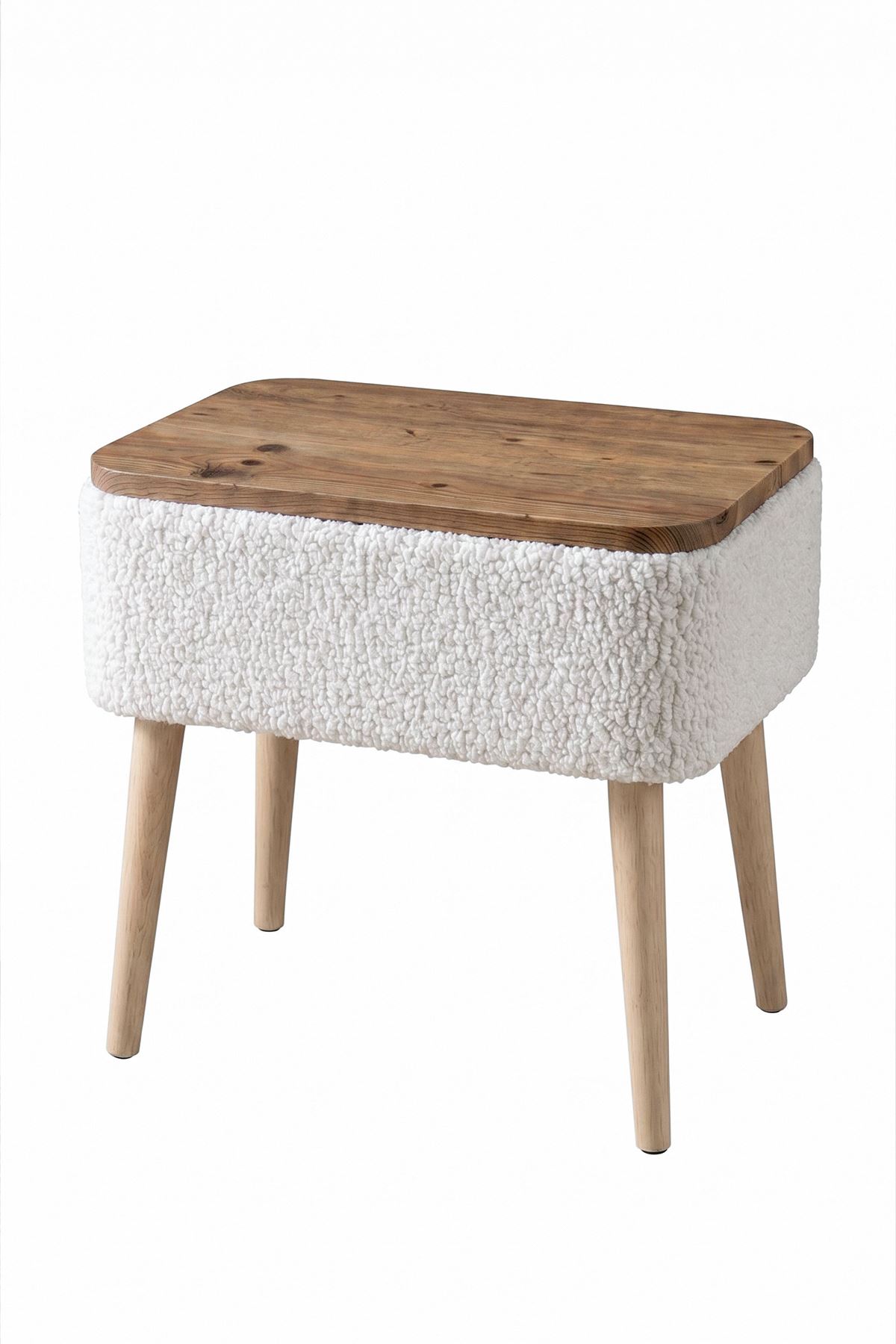 99-19-01 Nova Teddy Bouclé Side Table / Accent End Table White