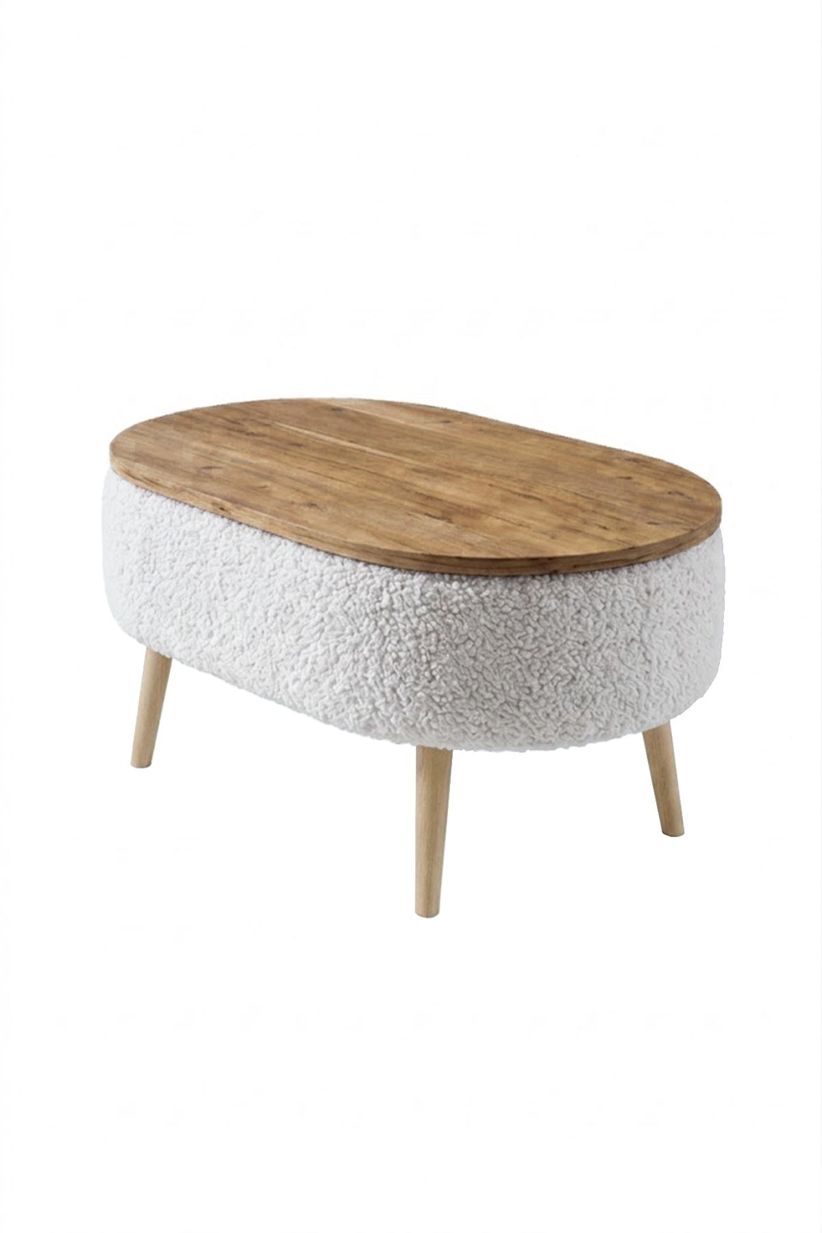 99-18-01 Luno Teddy Bouclé Coffee Table / Modern Living Room Center Table White