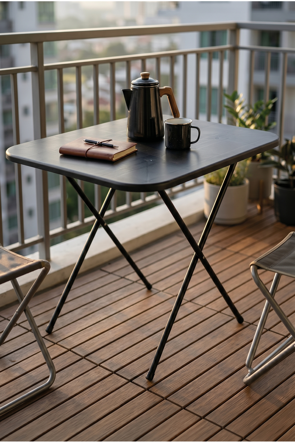 Bofigo Mutfak Masası Katlanır Masa Yemek Masası Balkon Masası GardenFlex Masa 60x80 Cm Siyah