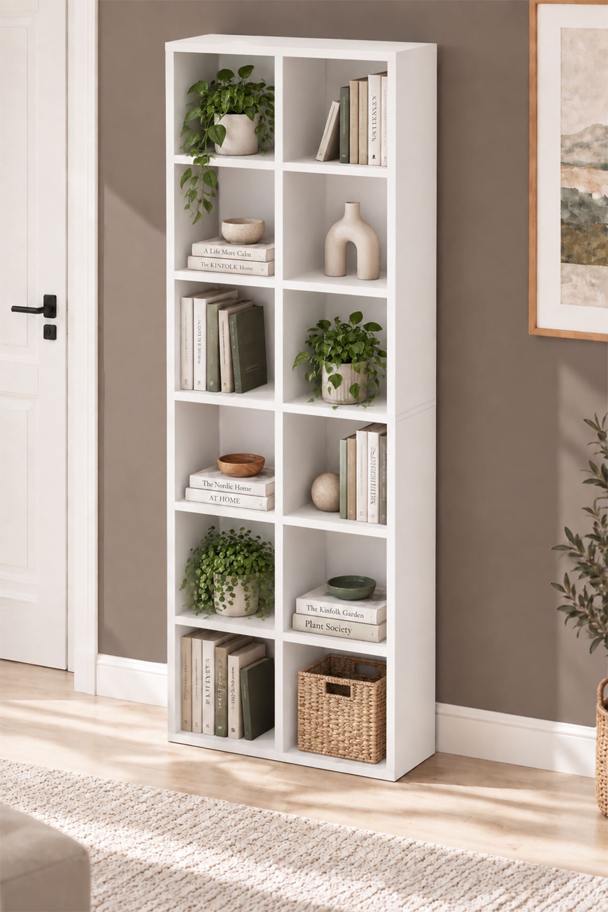 Bofigo 12 Raflı Kitaplık Dekoratif Kitaplık Modern Kitaplık Ofis Kitaplığı Meltem Beyaz