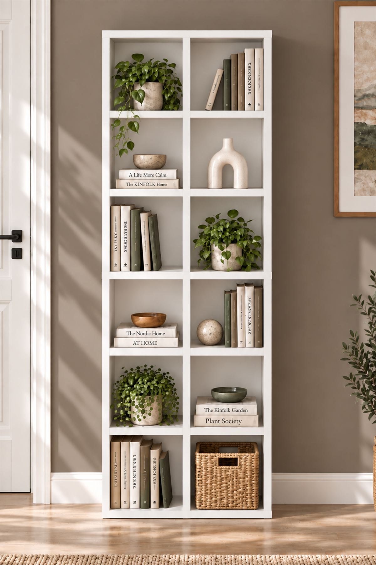 Bofigo 12 Raflı Kitaplık Dekoratif Kitaplık Modern Kitaplık Ofis Kitaplığı Meltem Beyaz