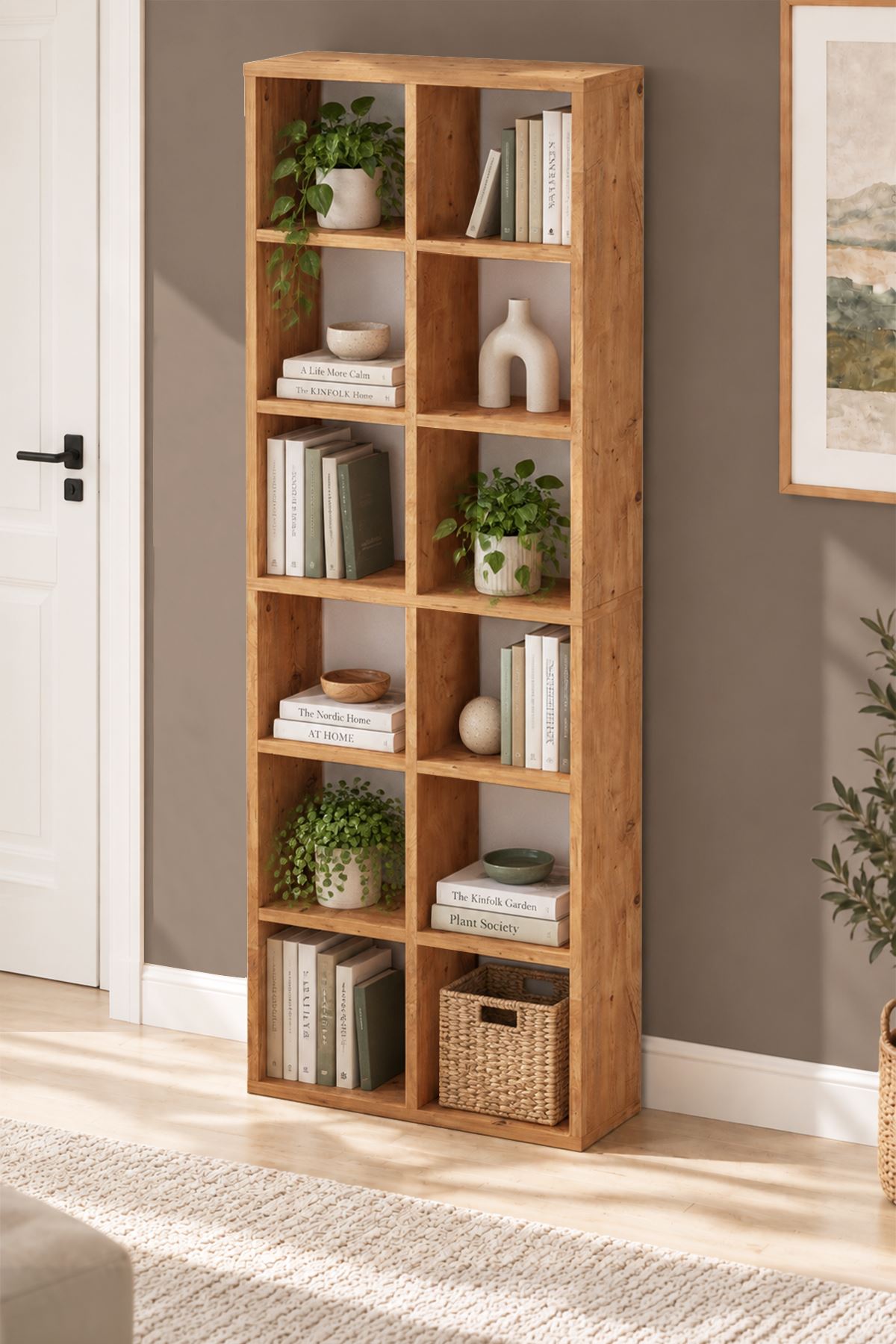 Bofigo 12 Raflı Kitaplık Dekoratif Kitaplık Modern Kitaplık Ofis Kitaplığı Meltem Çam