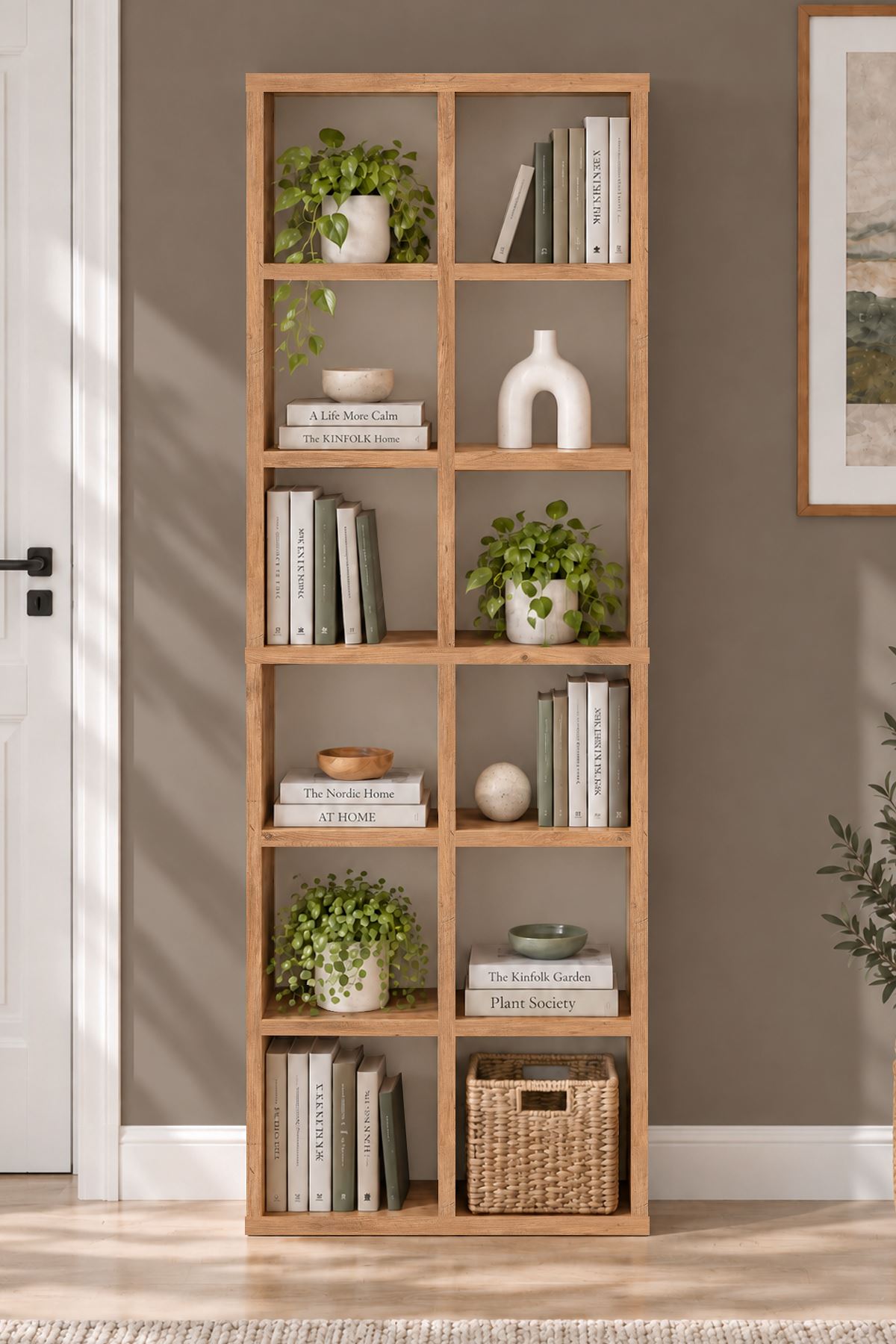 Bofigo 12 Raflı Kitaplık Dekoratif Kitaplık Modern Kitaplık Ofis Kitaplığı Meltem Çam