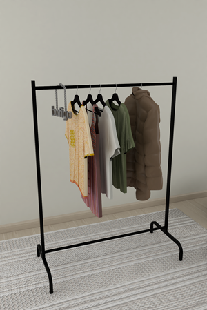 Bofigo Konfeksiyon Askısı Ayaklı Askılık Elbise Askılığı Siyah