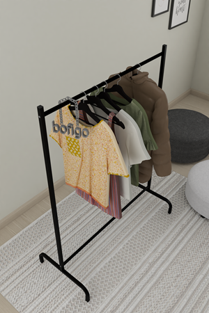Bofigo Konfeksiyon Askısı Ayaklı Askılık Elbise Askılığı Siyah