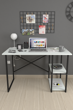 20-02-01 60x120 Cm 2 Shelves Study Desk WHITE