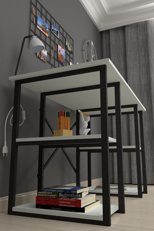 20-04-01 60x120 Cm 4 Shelves Study Desk WHITE