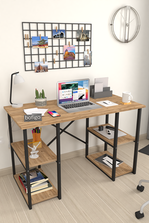 Bofigo 60X120 cm 4 Raflı Çalışma Masası Bilgisayar Masası Ofis Ders Yemek Masası Çehov Çam