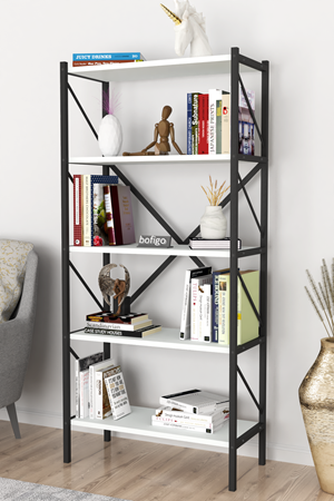 15-01-01 5 Shelves Metal Bookshelf WHITE