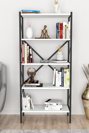 15-01-01 5 Shelves Metal Bookshelf WHITE