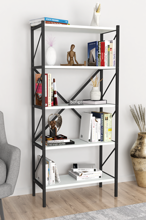 15-01-01 5 Shelves Metal Bookshelf WHITE