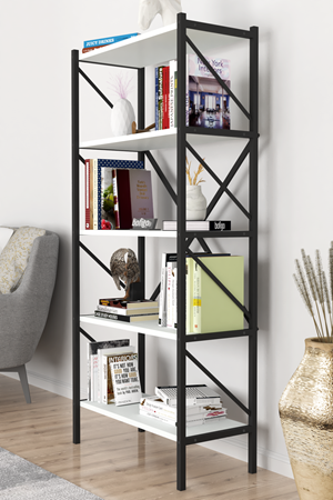 15-01-01 5 Shelves Metal Bookshelf WHITE