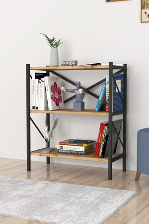 15-05-02 3 Shelves Metal Bookshelf PINE