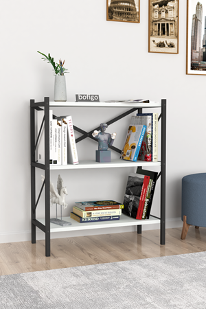 15-05-01 3 Shelves Metal Bookshelf WHITE