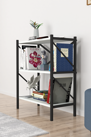 15-05-01 3 Shelves Metal Bookshelf WHITE