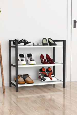 18-01-01 3 Shelf Metal Shoerack WHITE