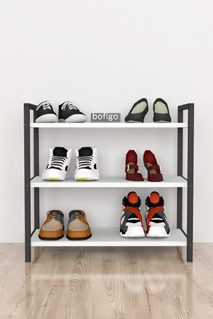 18-01-01 3 Shelf Metal Shoerack WHITE