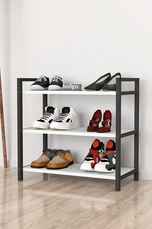 18-01-01 3 Shelf Metal Shoerack WHITE