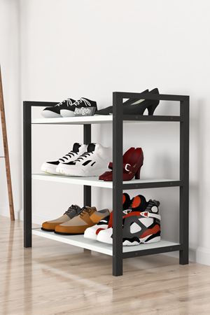 18-01-01 3 Shelf Metal Shoerack WHITE
