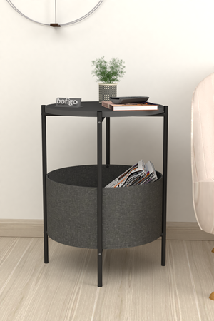  Bofigo Orta Sehpa Geniş Çantalı Sehpa Gazetelik Kitaplık Çiçeklik Antrasit