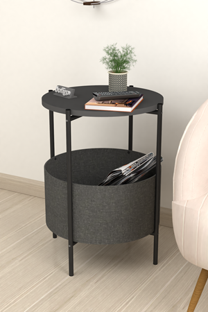  Bofigo Orta Sehpa Geniş Çantalı Sehpa Gazetelik Kitaplık Çiçeklik Antrasit