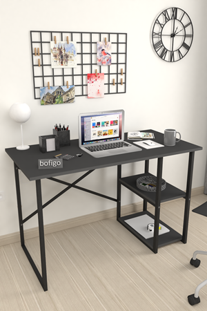20-02-08 60x120 Cm 2 Shelves Metal Study Desk ANTHRACITE