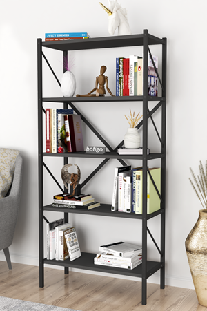 15-01-08 5 Shelves Metal Bookshelf ANTHRACITE