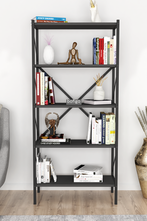 15-01-08 5 Shelves Metal Bookshelf ANTHRACITE